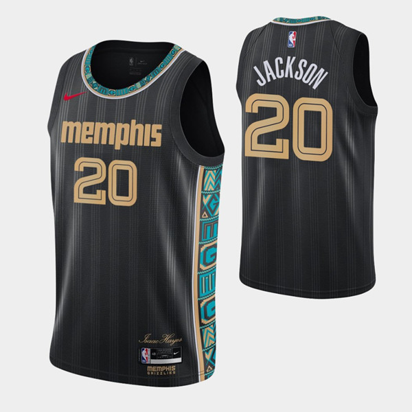 Men's Memphis Grizzlies #20 Josh Jackson Black NBA 2020-21 City Swingman Stitched Jersey